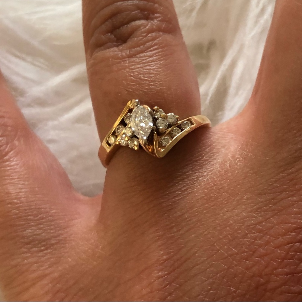 14k Yellow Gold diamond ring -size 5